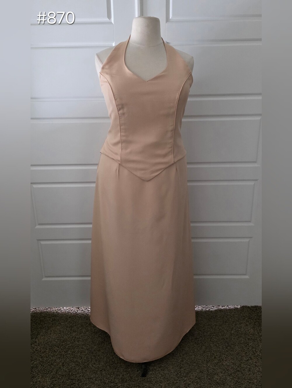 Yellow/Gold Halter Maxi 2-Piece Formal Dress